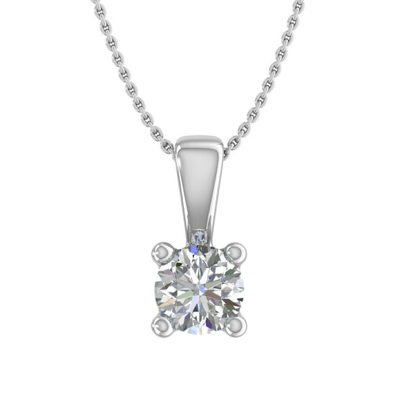 1/5 Carat Solitaire Diamond Pendant Necklace in 10K White Gold (Silver Chain Included)