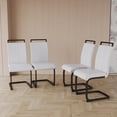 thumbnail image 2 of Set of 4 Dining Chairs, Modern Chair with PU Faux Leather Upholstered, High Backrest, C-shaped Metal Leg Supports, Office Chair for Dining Room, Club, Patio, White/Black, 2 of 9