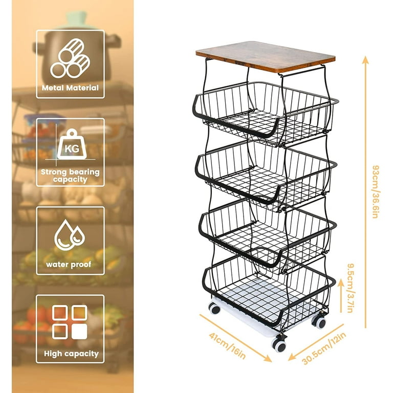 Dropship 5 Tier Fruit Vegetable Basket For Kitchen, Storage Cart, Vegetable Basket  Bins, Wire Storage Organizer Utility Cart With Wheels, Medium, Black to  Sell Online at a Lower Price