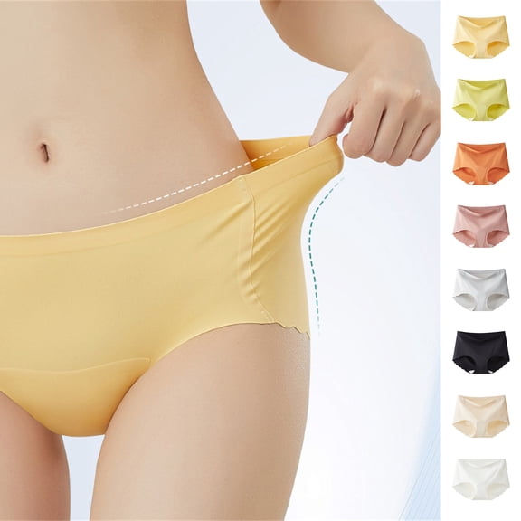 Women's Menstrual Panties Mid-Waist Seamless Cotton Postpartum Underwear, Leak Proof Full Coverage Period Briefs, Invisible Protective Sanitary Briefs, Breathable Non-Marking Menstrual Knickers