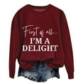 thumbnail image 6 of VISALY Pullover Crewneck Sweatshirt Graphic Sweatshirts Sweatshirt for Women Funny Letter Shirts Long Sleeve Pullover Fleece Sweaters Casual Sweaters Women's Pullovers Solid Sweatshirt Wine Xxl, 6 of 6