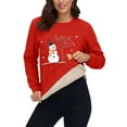 thumbnail image 5 of Antqov Fleece Sweatshirts for Women, Christmas Print Crewneck Pullover Oversized Long Sleeve Tops, Fall Winter Party Trendy Comfortable Thermal Casual Sweatshirt, 5 of 6