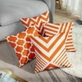 thumbnail image 6 of Throw Pillow Covers Home Decor Set of 4 Orange Stripe Geometric Vintage Retro Contemporary Pillow Cases Decorative 18 x 18 Inches Outdoor Cushion Couch Sofa Pillowcases, 6 of 6