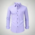 thumbnail image 2 of YLSDY Men's Long Sleeve Dress Shirts Stretch Wrinkle Free Button Down Shirt Business Wedding Formal Shirts Regular Fit Purple M, 2 of 5