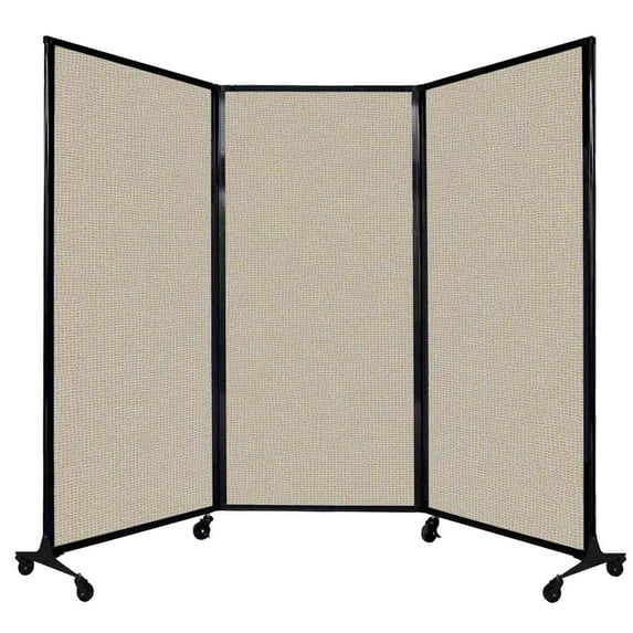 Versare QuickWall Folding Portable Partition Black Frame | 3 Panels | 8'4" x 5'10" Sand Fabric