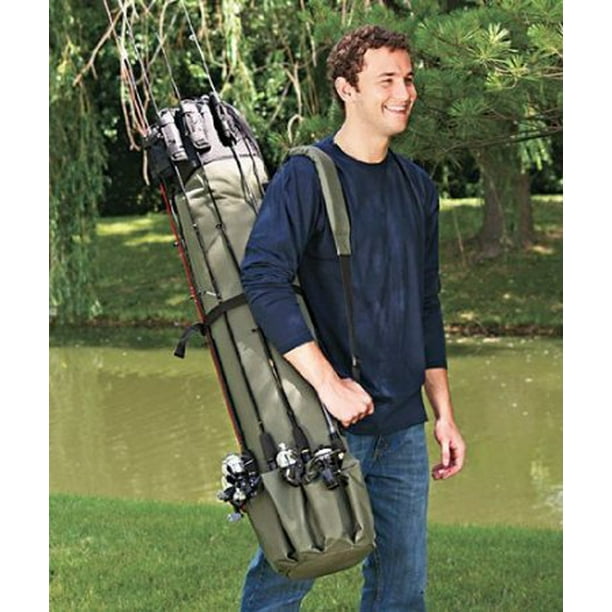 Allnice Thickening Canvas Fishing Rod and Reel Organizer Travel Carry