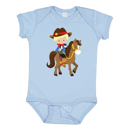 

Inktastic Cowboy Sheriff Horse Western Blond Hair Gift Baby Boy Bodysuit