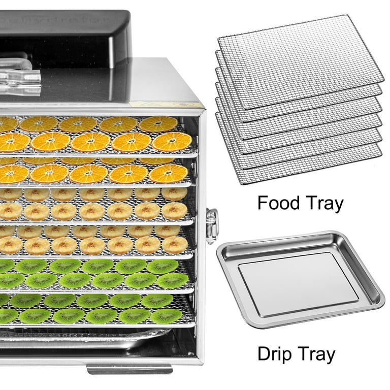 VEVOR Food Dehydrator Stainless Steel 6 Trays Jerky Digital Control with  Timer Temperature Control Fruit Meat Vegetable Tea Commercial Dehydrator  Safety Heat Proof Handle 