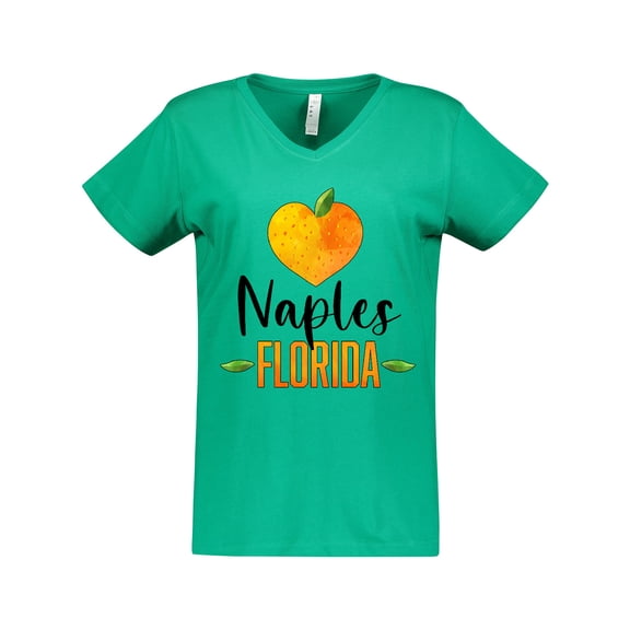 Inktastic Naples Florida Orange in Heart Women's V-Neck T-Shirt