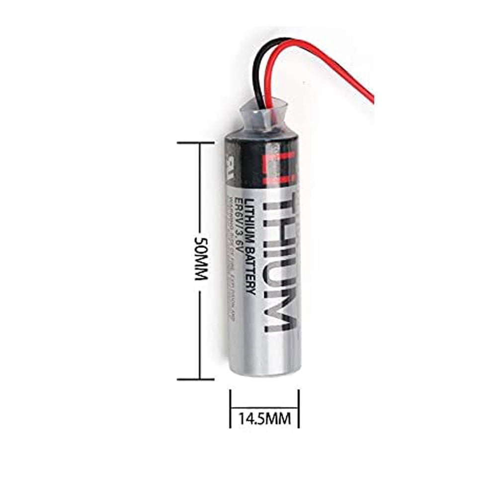 2PCS 3.6V 2400mAh ER6V/3.6V Lithium Battery AA for ER6VC119A ER6VC119B for M70 PLC with Black Plug