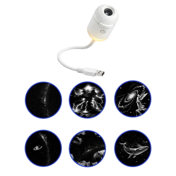 USB Powered 360° Rotating Star Projector Light Plug and Play HD Galaxy Night Lamp Dynamic 5D Holographic Projection Light Indoor Bedroom Wall Decor,With 6 Films