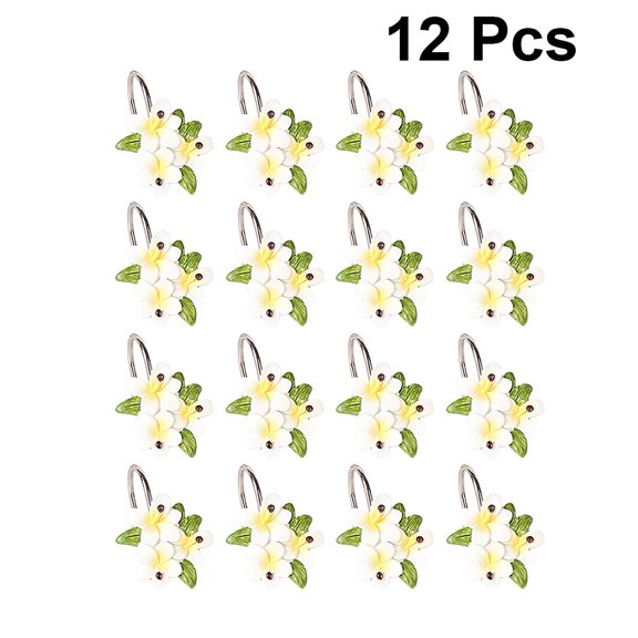 LABSERRON Multi Color Resin and Metal Flower Shape Shower Curtain Hooks Rustproof and Durable for Bathroom 12