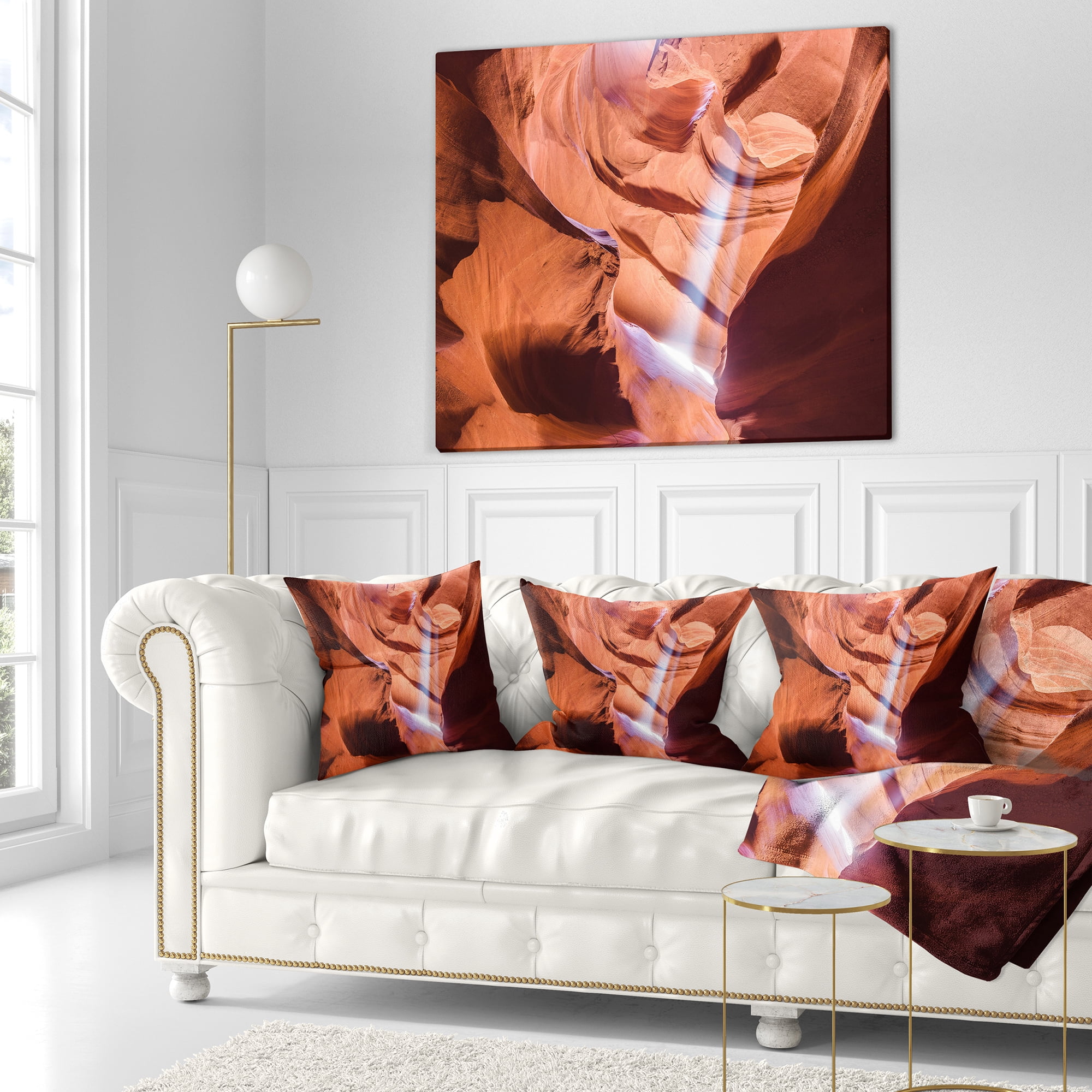 Designart Light to Antelope Canyon - Landscape Photography Throw Pillow - 18x18