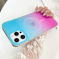thumbnail image 2 of OOK For iPhone 12 Case/iPhone 12 Pro Case Magnetic, Compatible with Magsafe Cute Gradient Rainbow Iridescent Matte Protective Phone Case with Screen Protector for Girls Women, Fluorescent Blue & Pink, 2 of 6
