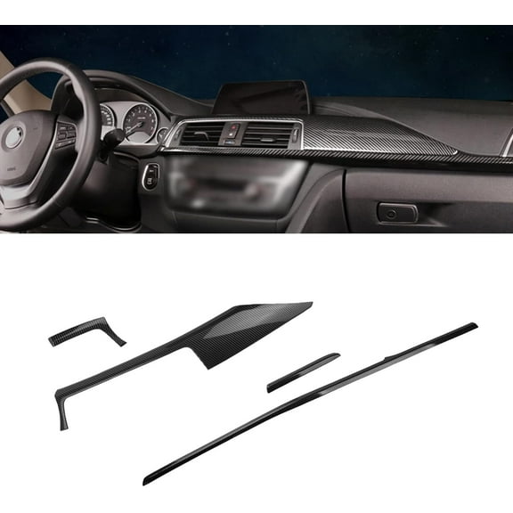 Xotic Tech Interior Center Console Upper   Lower Stripe Molding Cover Trim, Carbon Fiber Pattern , Compatible with BMW 3 Series Sedan/Wagon F30 F31 2012-2018,GT F34 2014-2019 ,M3 F80 2014-2018