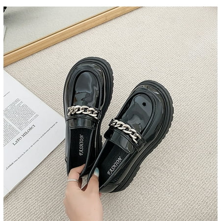 

Individualized chain design Feeling Lucky Shoes Women s 2022 summer new thick sole versatile small leather shoes ins fashion lazy shoes