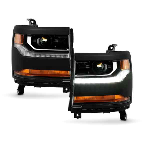 AKKON - Fits 2016 2017 2018 Chevy Silverado 1500 2019 1500LD [HID/Xenon Type] Projector Black Headlights Pair Driver Passenger
