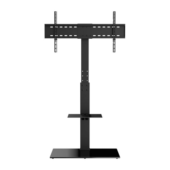 KFFKFF Swiveling TV Stand, Adjustable Height for 32-85 inch Screens, Portable Television Stand with Glass Base, Suitable for Bedroom, Living Room