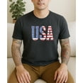 thumbnail image 2 of Distressed USA Flag Shirt for Women, Men, Youth and Toddler Boys and Girls Matching 4th of July Tee Dark Gray Heather Shirt Adult Medium, 2 of 4