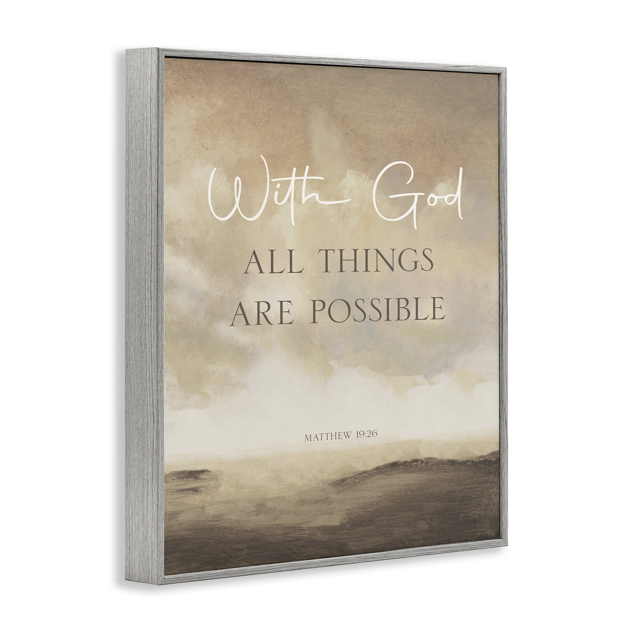 Stupell Industries With God Matthew Proverb Gray Framed Giclee Art, design by John Spaeth