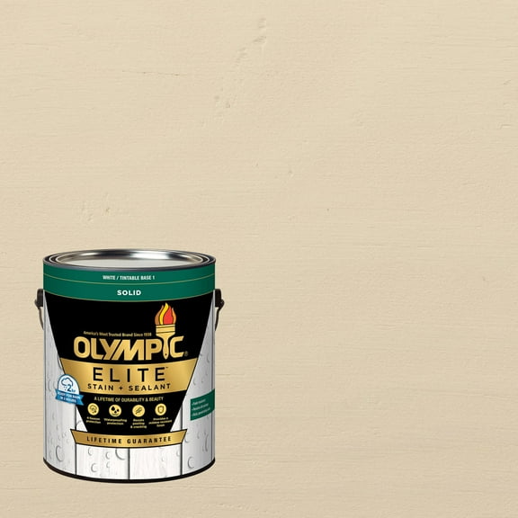 Olympic Elite 1 Gallon SC-1086 White Sands Solid Advanced Exterior Stain and Sealer in One