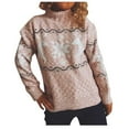 thumbnail image 1 of Chandail de Noël pour Femmes Mignon Imprimé Graphique Tricoté Doux Chandail en Molleton Moelleux Chaud Col Rond Cardigan Mode Mi-Longue Fermeture, 1 of 6