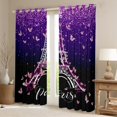 thumbnail image 2 of jejeloiu Kawaii Butterfly Blackout Curtains Set of 2 (52x84 Each),Eiffel Tower Window Curtains,Pink Purple Black Curtains and Drapes For Girls Teens,Luxury Bedroom Decor, 2 of 6
