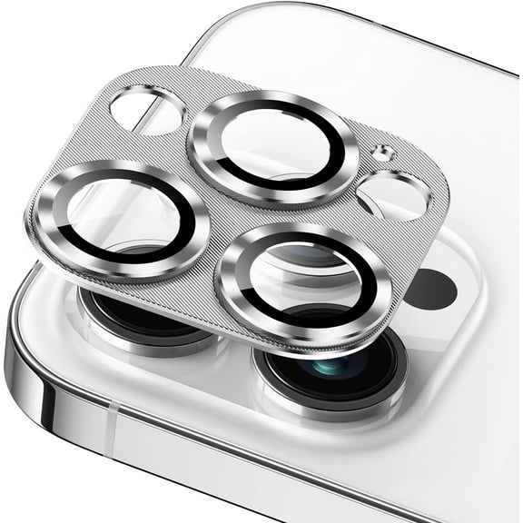 for iPhone 14 Pro /14 Pro Max Camera Lens Protector, Alloy Metal Camera Cover with Tempered Glass Screen Protector,Case Friendly,Scratch Resistant,Easy to Install -Silver