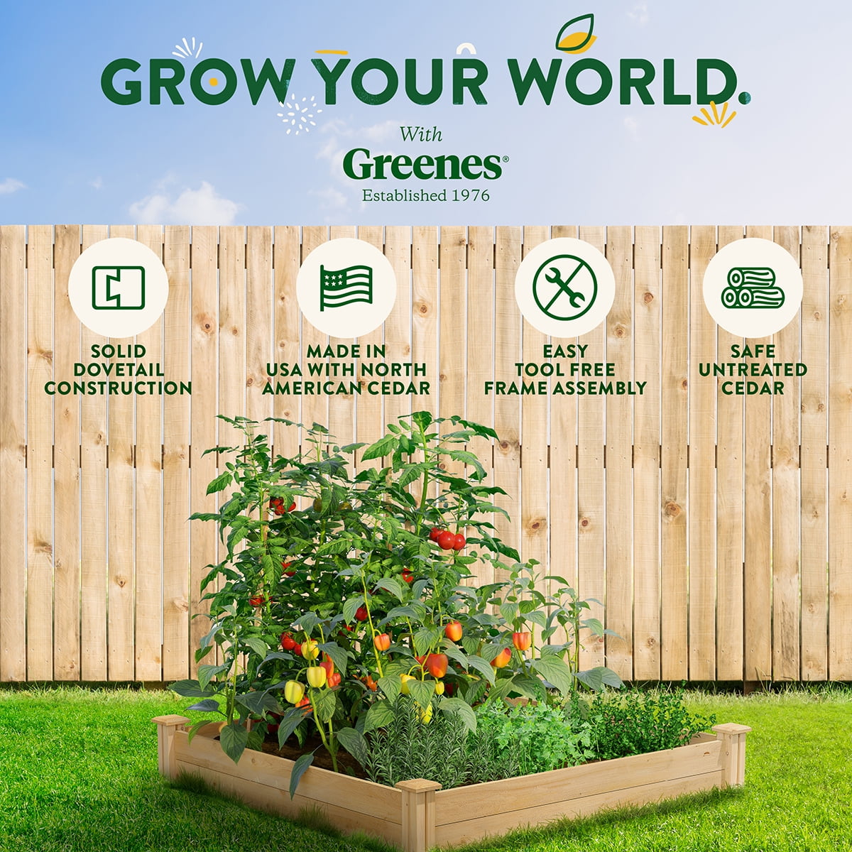 Greenes Fence 4' x 4' x 7" (3/4" Thick) Premium Cedar Raised Garden Bed