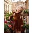 thumbnail image 3 of Happy Town Toddler Girls Fall Winter A‑Line Long Sleeve Dress Bow Ruffle Cuffs Party Dress for Little Kids, 3 of 7