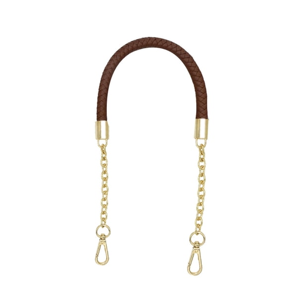 BRIGHTFUFU Thicken PU cuero asas de bolso correa de cadena de metal hebilla de repuesto correa de banda para mujer bolso de señora DIY (marrón)