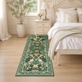 thumbnail image 2 of Findosom 2'x6' Washable Runner Rug for Hallway,Non Slip Floral Laundry Runner Rugs,Low Pile Faux Wool Floor Mat Stain Resistant Carpet Runner Rug for Bedroom Kitchen Living Room Entrance,Green, 2 of 8