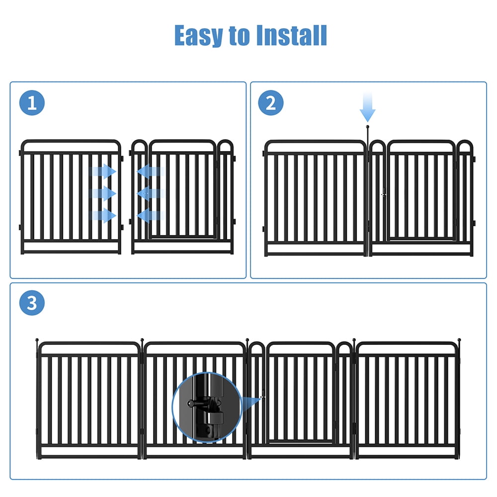 GDKASRNY Dog Playpen 16 Panels 32'' Height Portable Pet Dog Fence Indoor Outdoor for Yard,Rv Camping,Heavy Duty&Foldable Black
