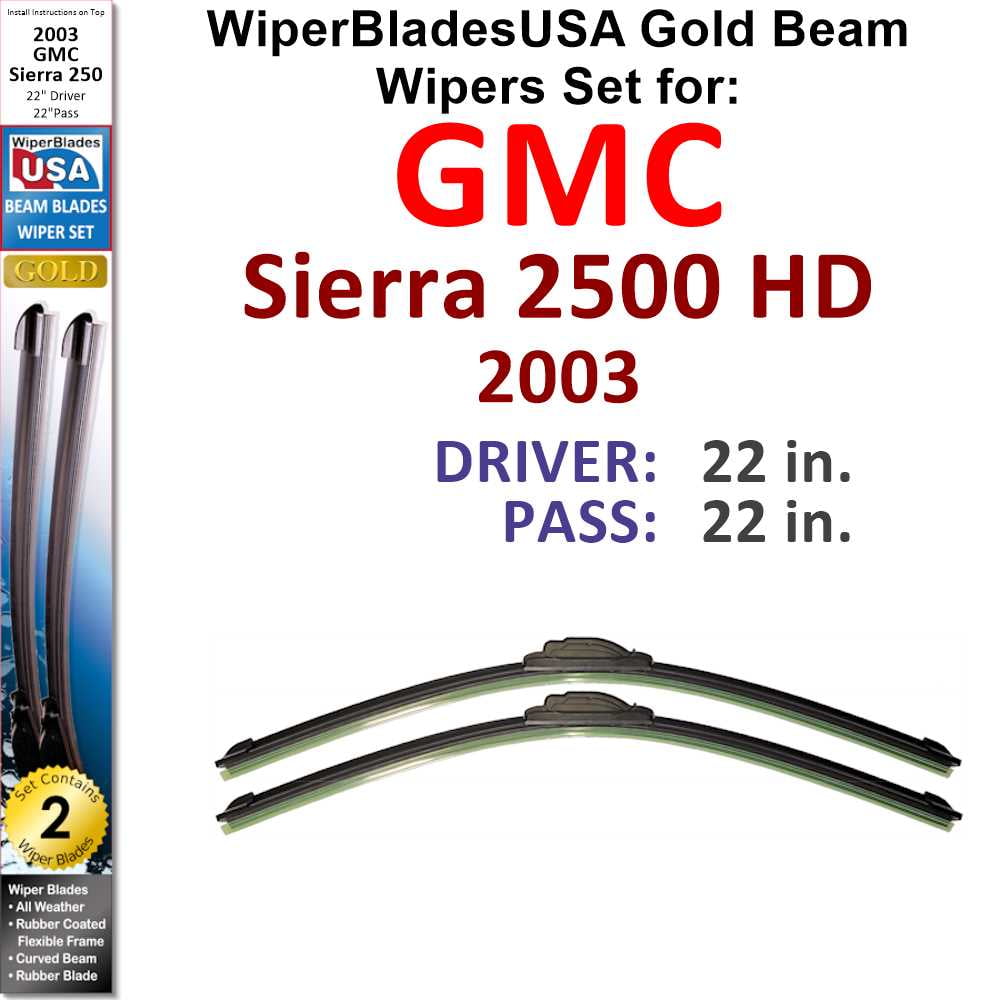 2003 GMC Sierra 2500 HD Beam Wiper Blades Wipers WBUSA (Set of 2)