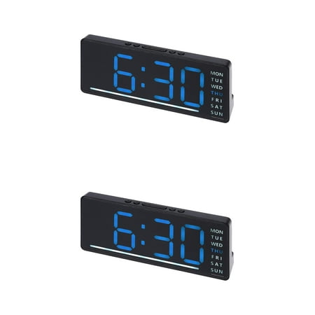 Unique Bargains 2 Pcs Digital Dual Alarm Clock 6.1 x 2.4 x 1 in Blue