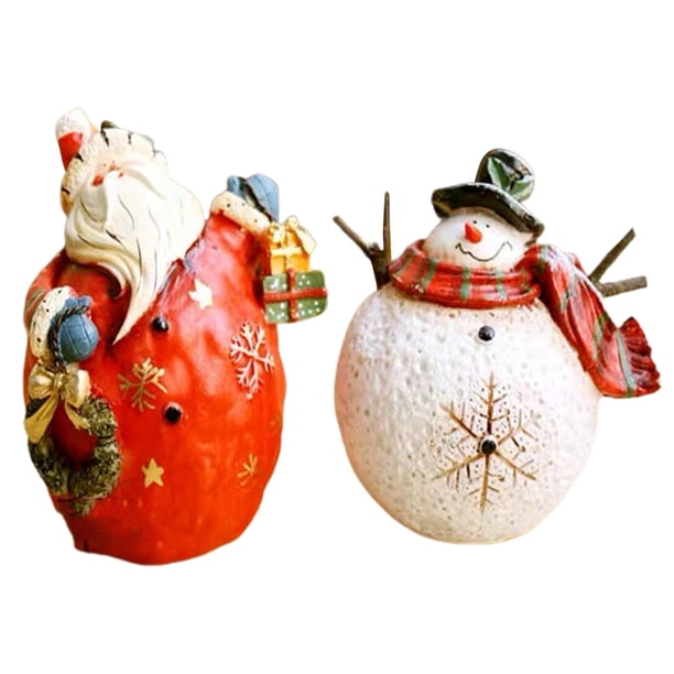 Lindo Adorno De Resina De Navidad Americano Europeo Retro Santa Claus Muñeco De Nieve Figuritas Estatua Muñecas Artesanías Decoración Del Hogar Moyic HA038915-00