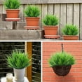 thumbnail image 4 of Artificial Plants Outdoor Fake Wheat Grass Flowers Artificial Greenery Stems Faux Plastic Plants Shrubs UV Resistant for Patio Garden Porch Home Window Box Decor (Green), 4 of 5