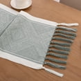 thumbnail image 5 of MeyJey Table Runner and Placemats Set of 4, Washable Fabric Rectangle Dining Table Mats with Tassels for Dining Tables, Kitchen, Green, 5 of 10