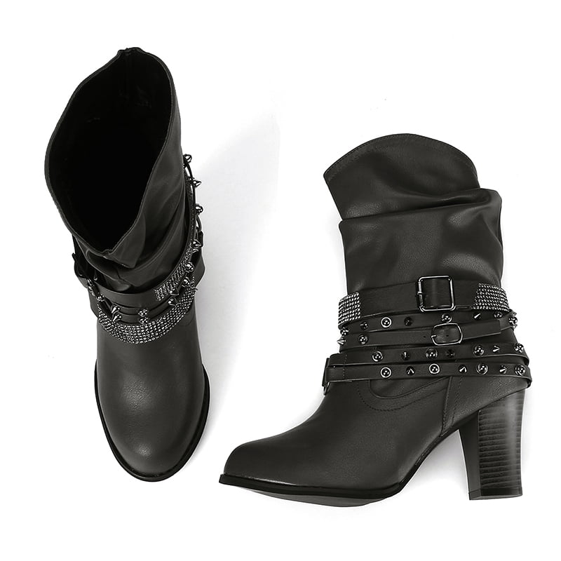 ladies black slouch ankle boots