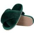 thumbnail image 6 of Litfun Women's Fuzzy Slippers Plush Cross Band Open Toe House Thick Sole Slippers, Green, Size 7-8, 6 of 7
