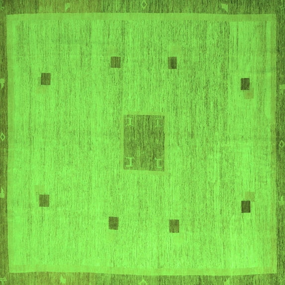 Ahgly Company Indoor Square Abstract Green Modern Area Rugs, 3' Square