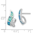 thumbnail image 2 of 925 Sterling Silver CZ Blue Inlay Created Opal Twisted Earrings, 2 of 5