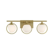 Designers Fountain Teatro 23.75 inch 3-Light Brushed Gold Modern Bathroom Vanity Light Fixture with Etched Opal Glass Shades, D296C-3B-BG