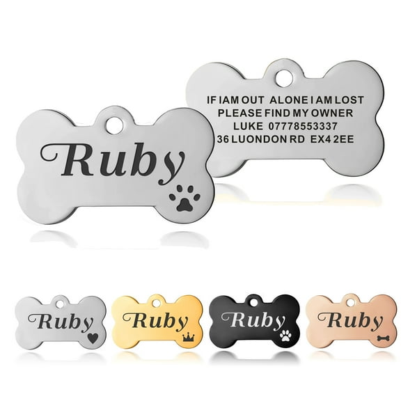 Personalized Engraved Dog Tags and Cat Tags, Custom Pet ID Tags, Dog Cat Puppy ID Name Collar Tag, Multiple Colors & Sizes