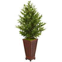 Nearly Natural 46-In. Olive Cone Topiary Artificial Tree in Decorative Planter