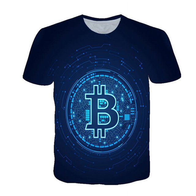 T-Shirts Graphiques 3D Révolution Bitcoin Été, Motif Btc Blockchain, T-shirt Mode Élégant