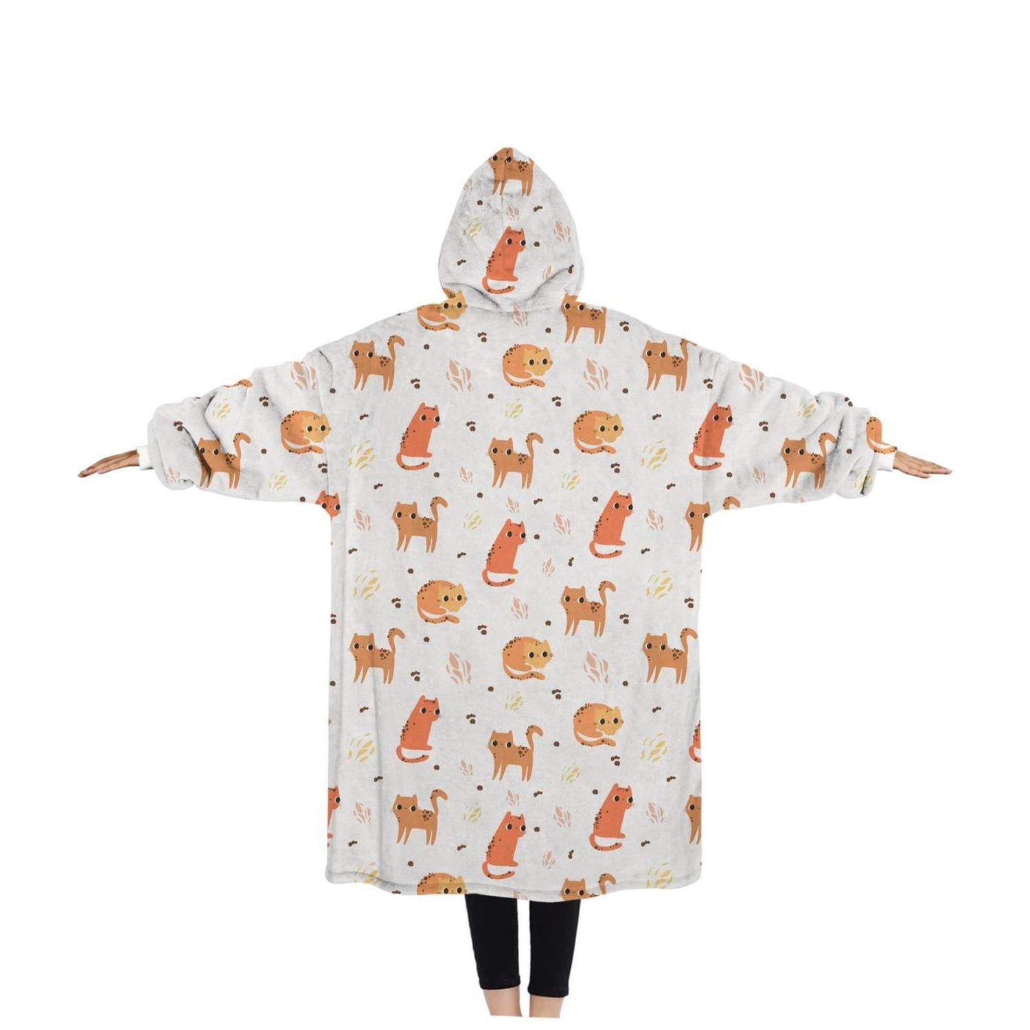 Wearable Adult Blanket Hoodie - Flannel Blanket Hoodie with Pockets -Sherpa Giant Hoodie Blankets for Women Men