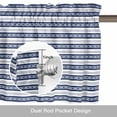 thumbnail image 6 of Navy Blue Striped Kitchen Curtain Valances for Windows Farmhouse Short Curtains, Farmhouse Striped Geometric Art Rod Pocket Valance Curtain for Bedroom Cafe Living Room 42"x18", 6 of 8