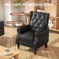 thumbnail image 3 of VEANERWOOD Modern PU Leather Accent Chair Armchair with Upholstered Wineback, Mid Century Single Sofa Chair with Buttons and Solid Legs for Living Room, Grey, 3 of 9