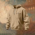 thumbnail image 5 of MOJOGO Heavyweight Sweatshirts for Men Casual Quarter-zip Hoodie Loose Pullover Tops Warm Outfits with Pockets Khaki 3XL, 5 of 6